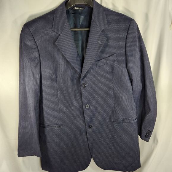 Azetti Other - Azetti Made in Italy 100% Wool Navy Pinstripe Suit Jacket Size 54R